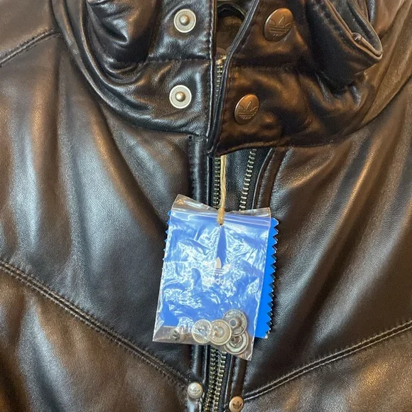 Adidas vintage leather puffer jacket